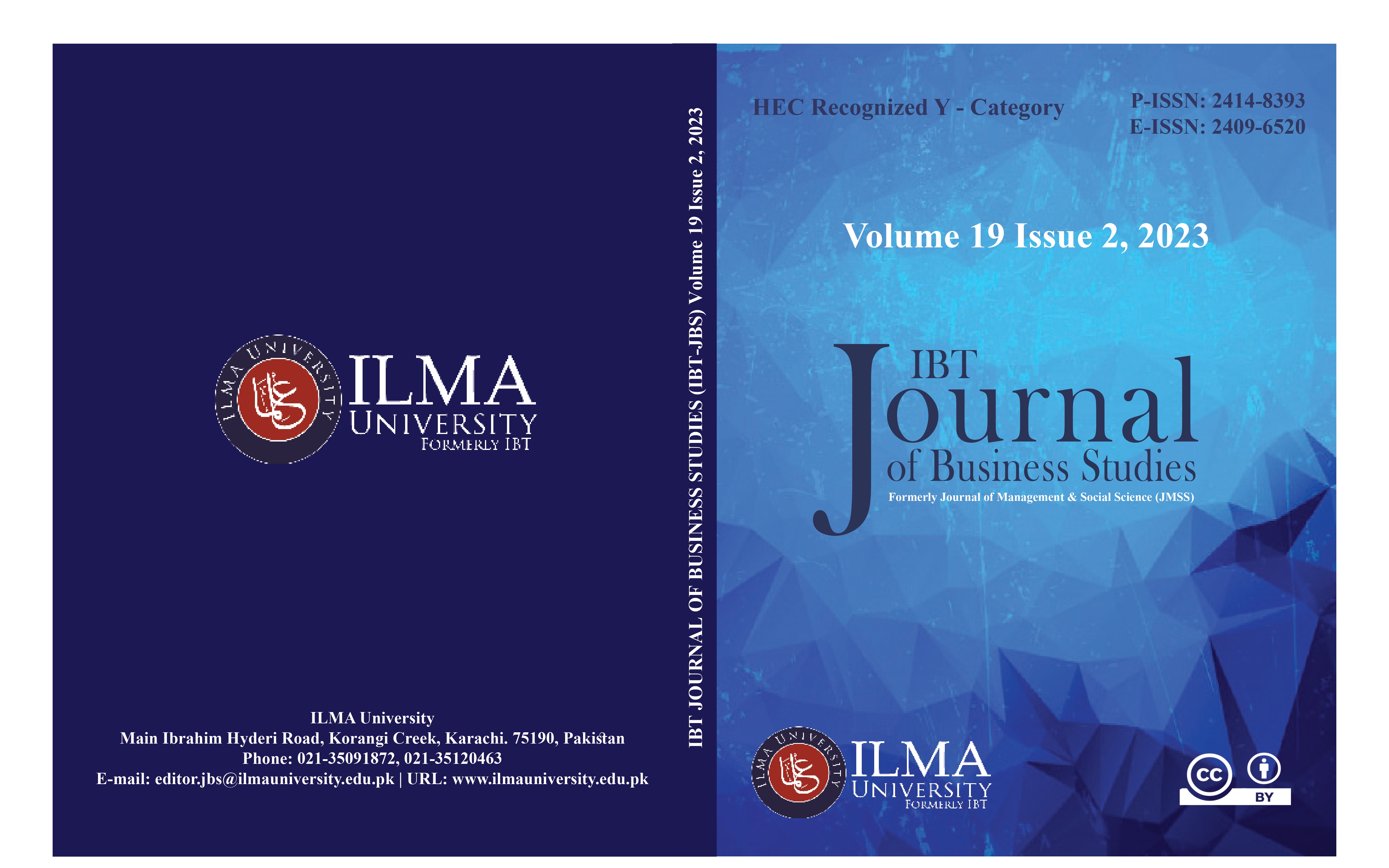 					View Vol. 19 No. 2 (2023): IBT- JOURNAL OF BUSINESS STUDIES (JBS)
				